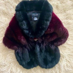 Faux fur stole fuchsia and black